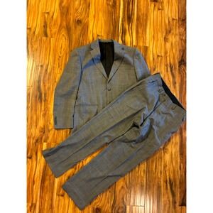 Jos A Bank Travelers Collection Mens 39R Suit Grey Glen Plaid 100% Wool Tailored